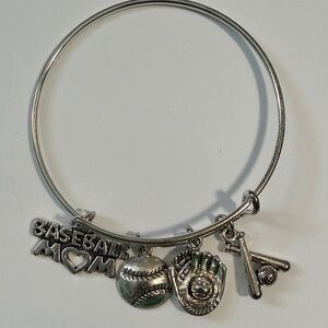 Silver Baseball Mom Charm Bracelet